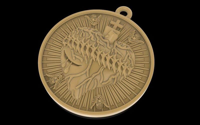 Heart pendant with cross medallion jewelry 3D print model