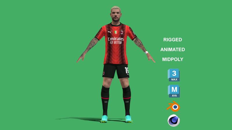 3D Rigged Theo Hernandez AC Milan 2024