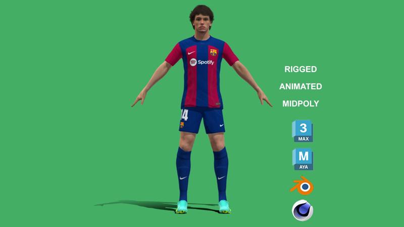 3D Rigged Joao Felix Barcelona 2024