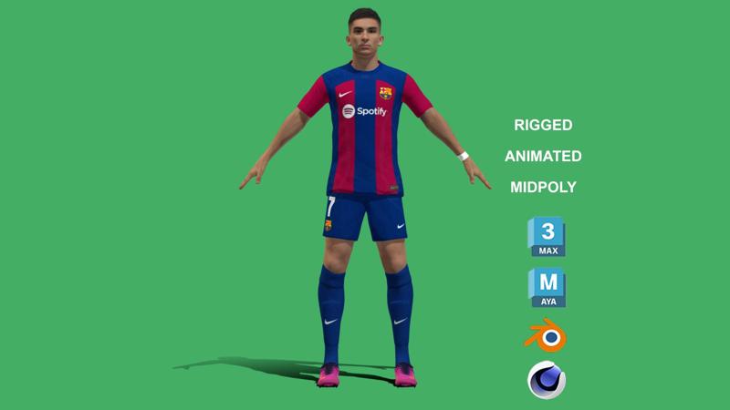 3D Rigged Ferran Torres Barcelona 2024