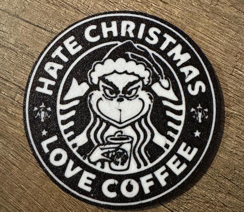 "Hate Christmas, Love Coffee" Coaster-Grinch ed