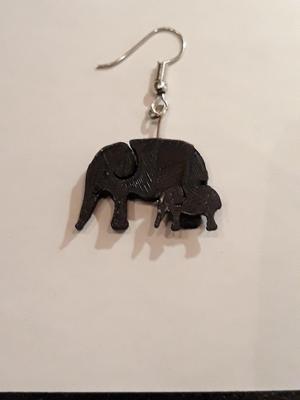 Earrings elephant with baby