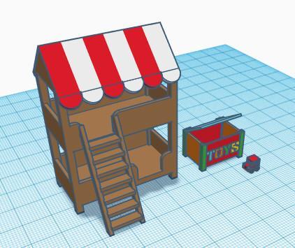 Doll Bedroom (bunk bed, toy box, toy car)