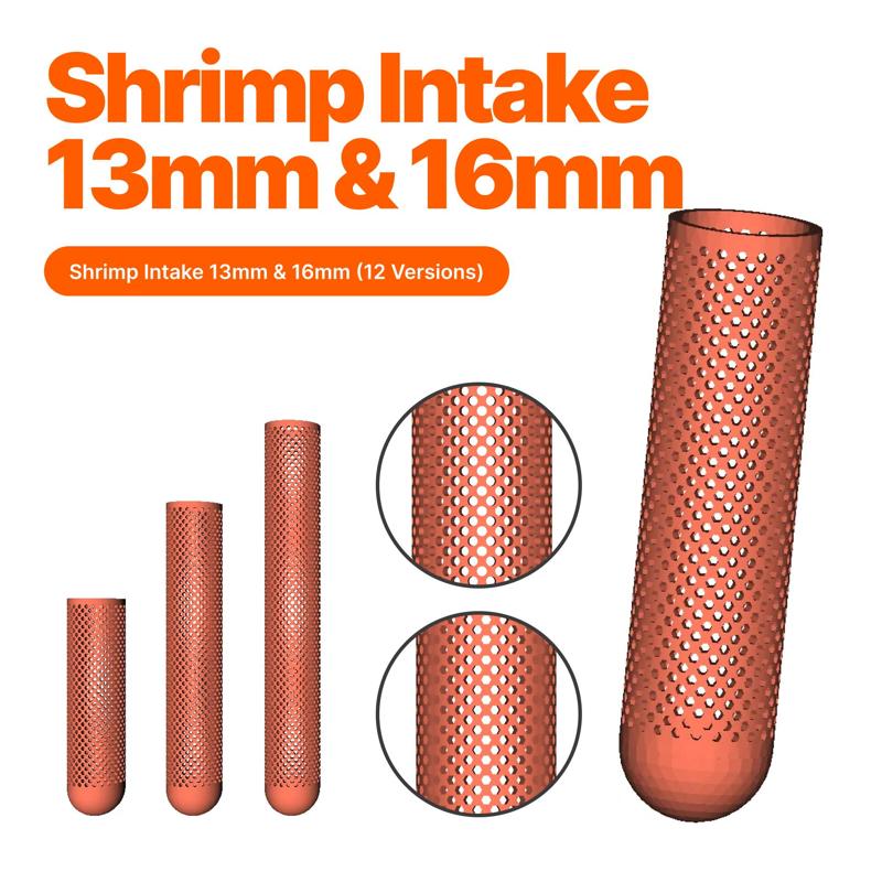Aquarium filter shrimp intake (12mm & 16mm) (12 models) (Round and hexagonal holes)