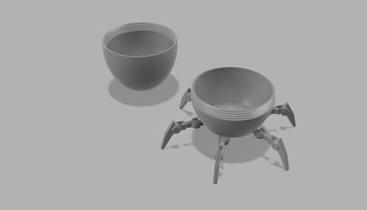 Egg container with articulated legs
