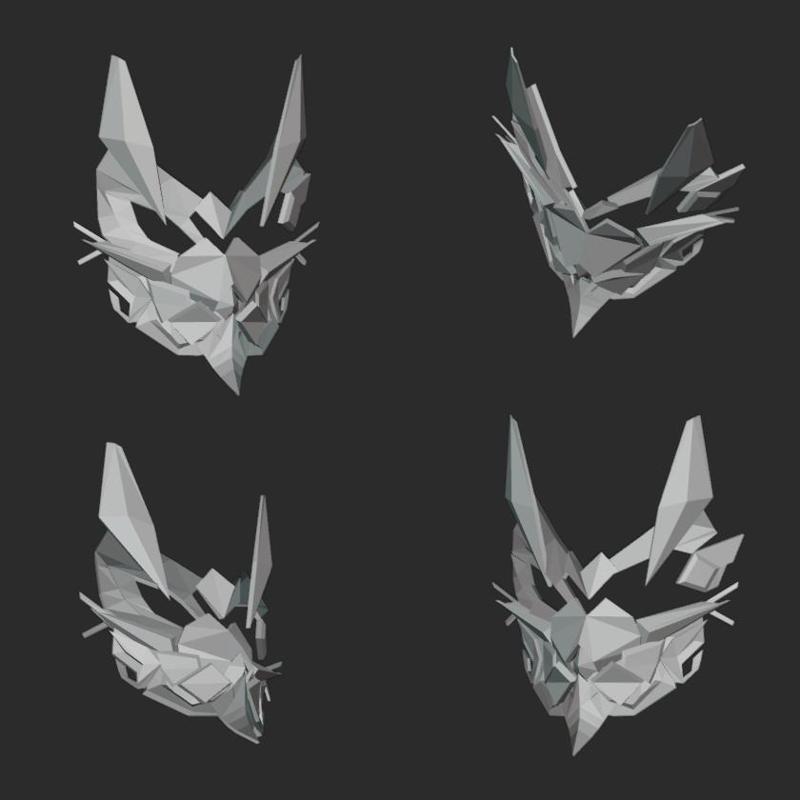 LOW POLY CAT STL FILE | LOW POLY CAT MASK DIGITAL FILE
