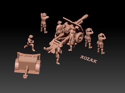 ww2 british 25 pdr artillery with crew Africa