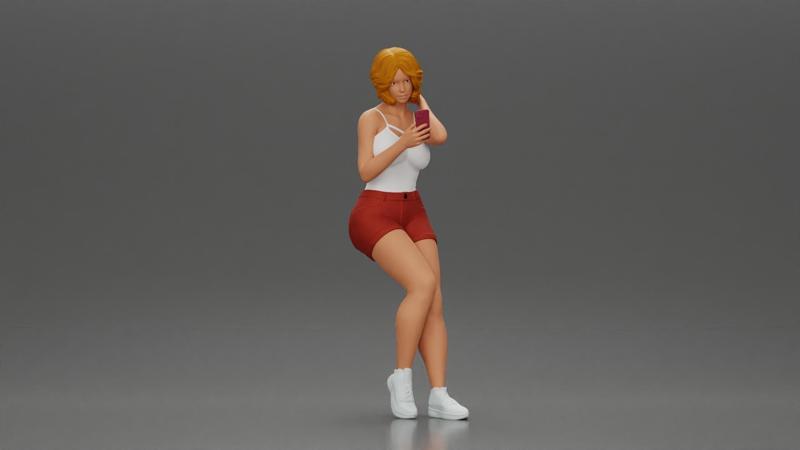 Girl casually checking her phone while striking a relaxed pose