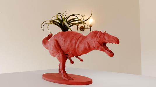 allosaurus leaning roaring planter pot flower vase stl
