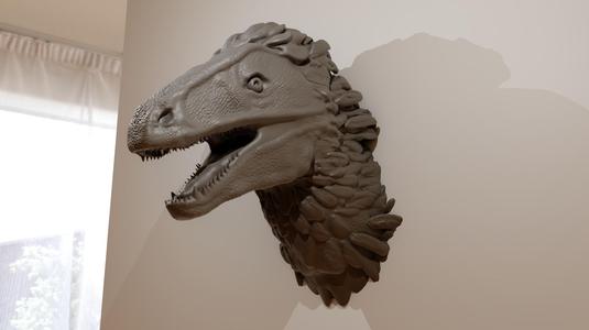 velociraptor dinosaur head wall mount roaring
