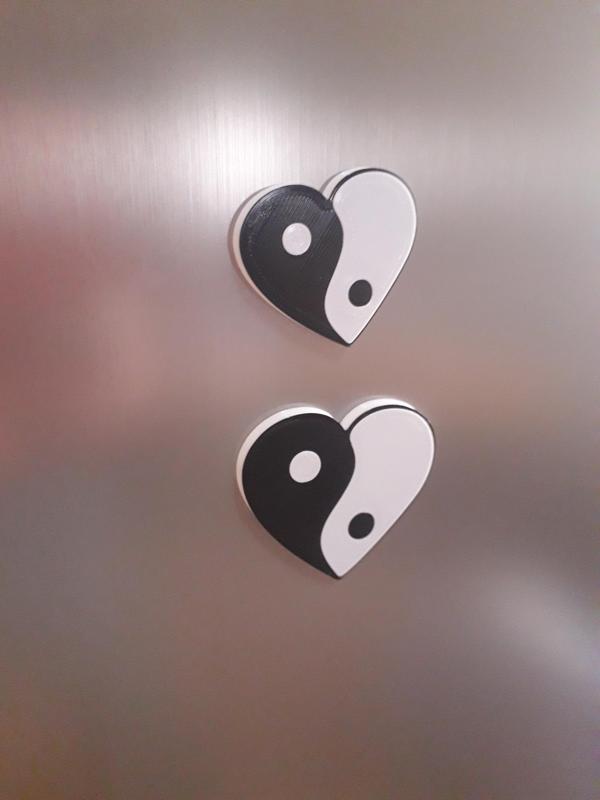 FRIDGE MAGNET HEART YIN YANG FRIDGE OR REFRIGERATOR