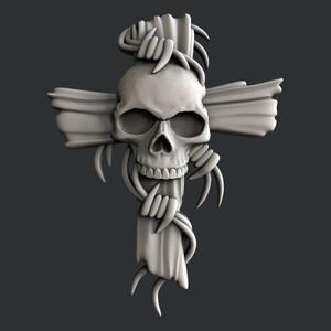 3d models cross with skull