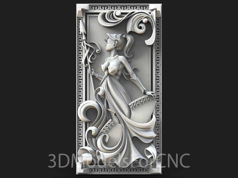 3D Model STL File for CNC Router Laser & 3D Printer Female Spartan Warrior