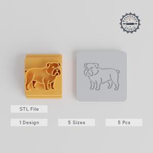 Bulldog Stamp Tile Set, 5 Sizes, 20-40mm, Perfect for Clay & Cookies, Dog Breed, Pet Puppy, Animal Motif, Cute Canine Decor PRODUCT_2006