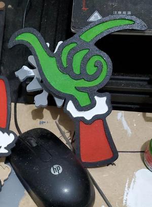 Grinch hand ornament