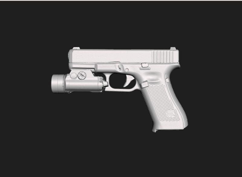 Glock 19 X Streamlight TLR1 HL-X Real Size Scan 3D Gun Mold