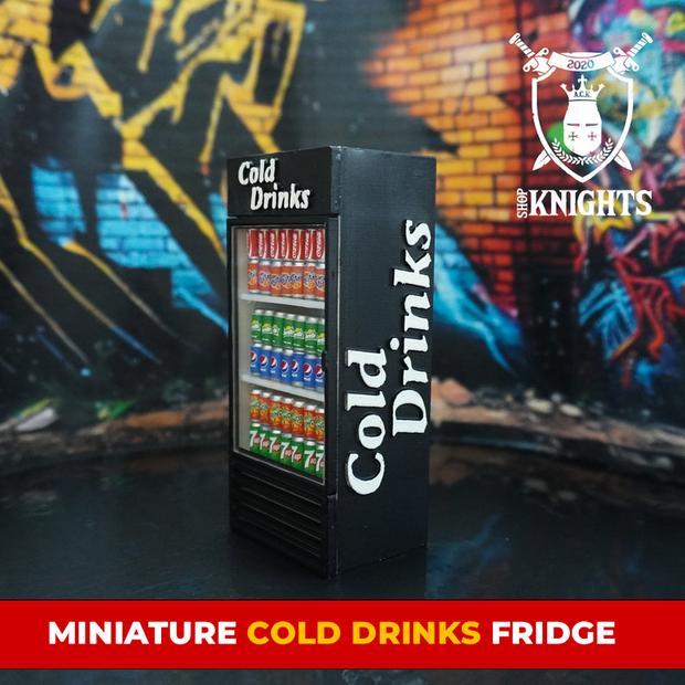 Miniature fridge ICE COLD DRINKS/ Action Figure/Dollhouse/ Model Kit/ Diorama Accessories