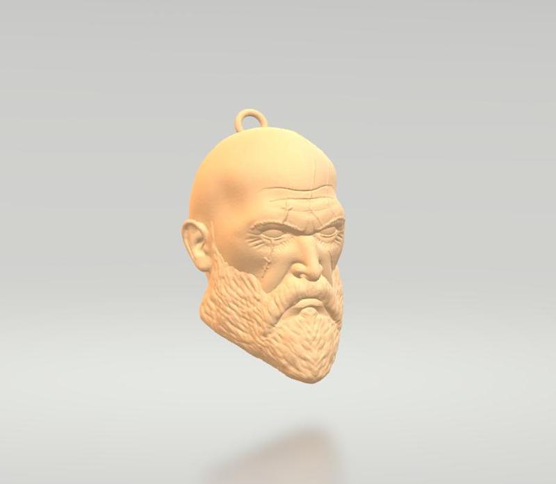 Kratos Head Keychain