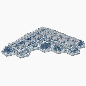 MDHB031 Modern Destroyed Building 31 With Hex base