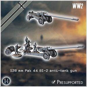 128 mm Pak 44 81/2 anti-tank gun (with 5 crews) - Germany Eastern Western Front Normandy Stalingrad Berlin Bulge WWII