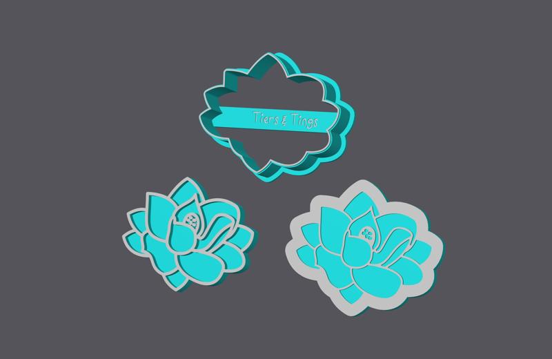 Magnolia Flower - Cookie Cutter with stamp and embosser