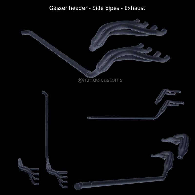 Gasser header - Side pipes - Exhaust