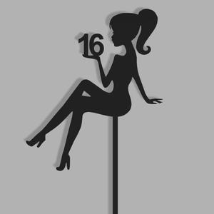 16th Birthday Girl Silhouette Cake Topper