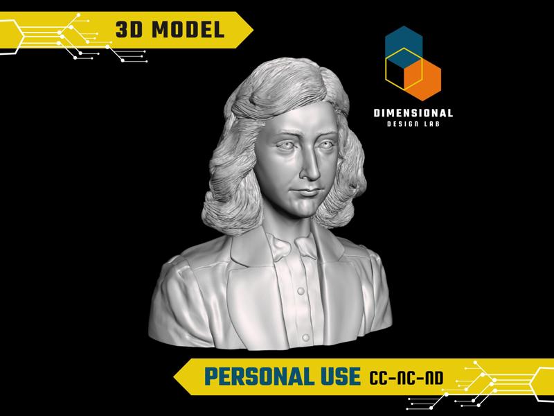 Anne Frank - High-Quality STL File for 3D Printing (PERSONAL USE)