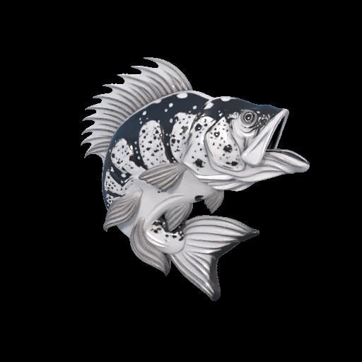 Detailed Black and White Perch Fish 3D Relief Model for CNC, Laser Engraving, and 3D Printing – CA0062
