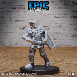 City Guard Knight / Human Warrior / Male Villager / Humanoid Character / Settler / Brave Fighter / Village Guardian / Mysterious Colonist