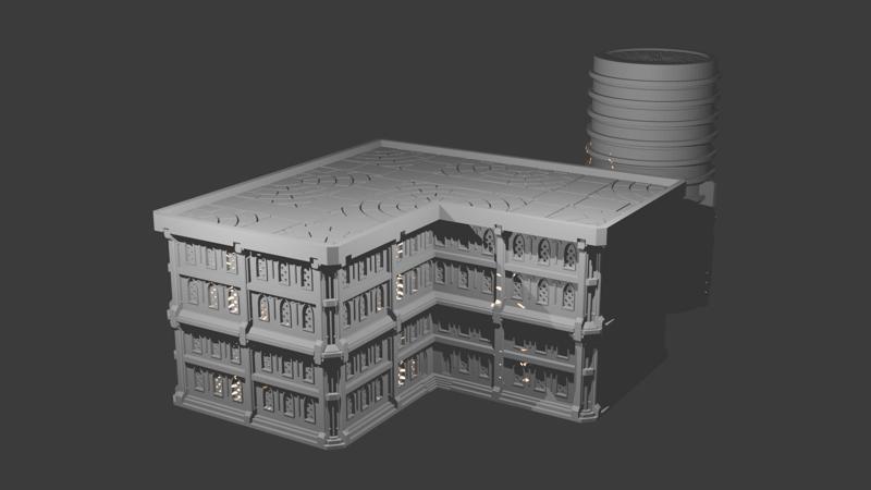 batiment usine with silo 6-8mm for figurine epic game