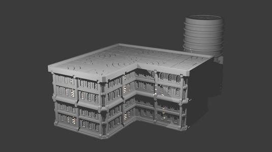 batiment usine with silo 6-8mm for figurine epic game
