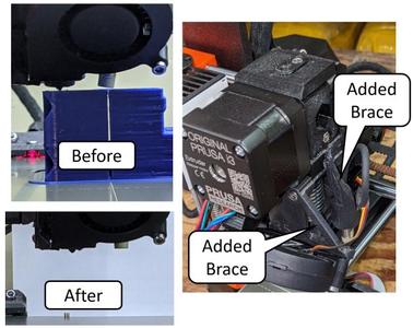 Prusa MK3S Pinda and Fan Mount with braces to counteract Pinda Sag