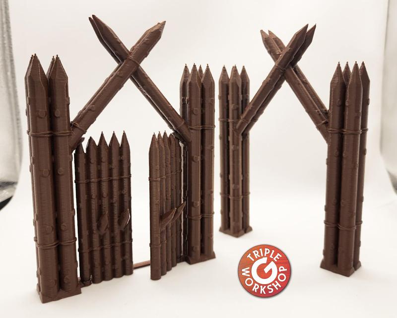 Medieval Palisade Gate & Arch - Print in Place - No Supports