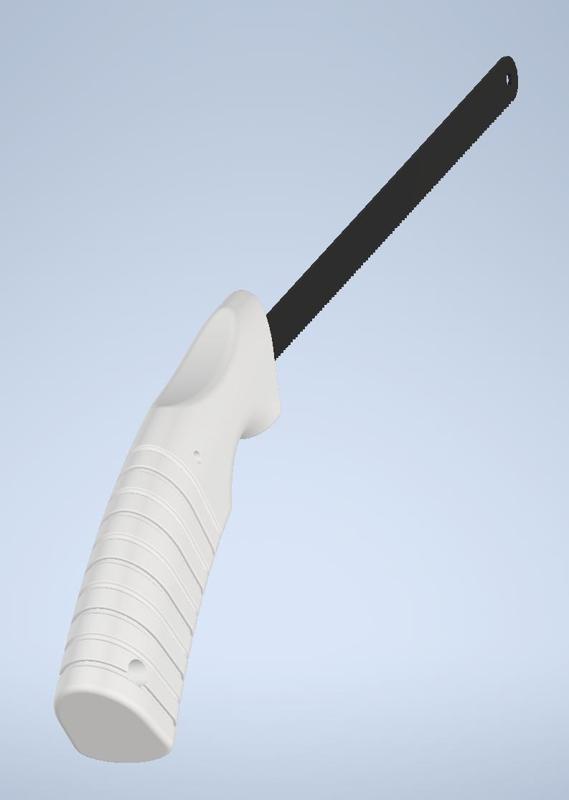 Hacksaw blade handle with easy snapped blade removal