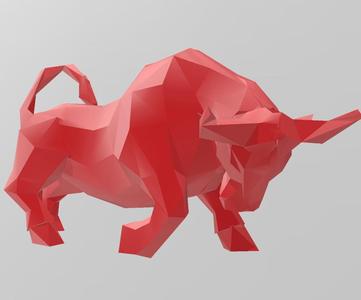 low poly Geometric Bull Sculpture – Fractal Bull Design
