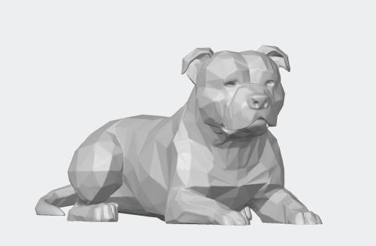Staffordshire Bull Terrier Staffie chien Figurine Low Poly