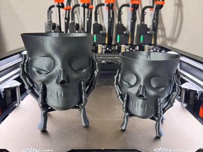 Halloween Skull in Hands Candy Bowl