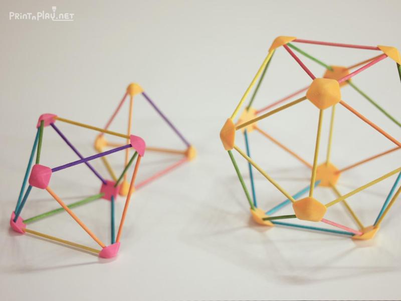 Platonic Solid Toys (Polyhedron Connecter with wooden bars)