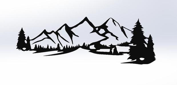 mountain 2d art wall mounted sign