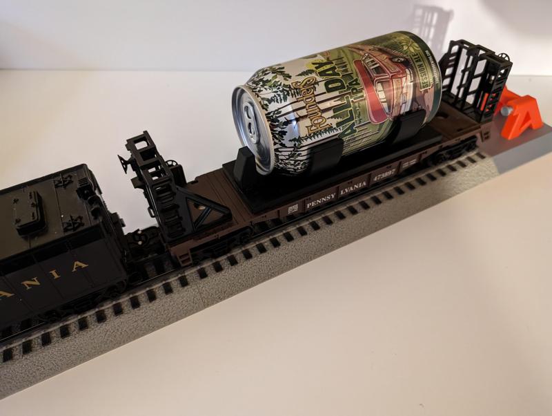 Soda or Beer Can Holder for O-Gauge Lionel Flat Car