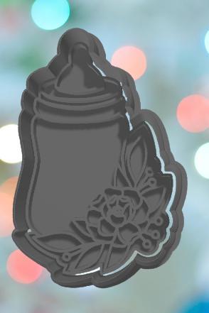 Baby Shower Floral Baby Bottle Cookie Cutter