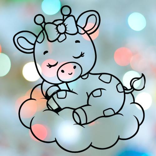 Giraffe Girl Sleeping On Cloud Cookie Cutter