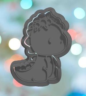 Dinosaur Baby Trex With Florals Cookie Cutter