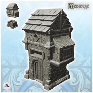 Tower with dried mud walls and side oriel (10) - Medieval Gothic Feudal Old Archaic Saga 28mm 15mm