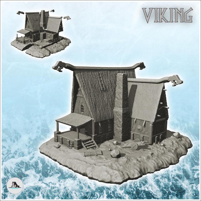 Viking lord's residence with wooden deck and fireplace (4) - Alkemy Lord of the Rings War of the Rose Warcrow Saga