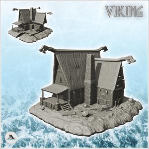 Viking lord's residence with wooden deck and fireplace (4) - Alkemy Lord of the Rings War of the Rose Warcrow Saga