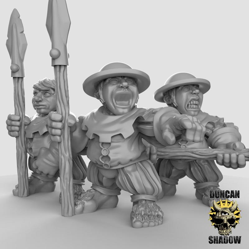 Halfling with Spears (pre supported)