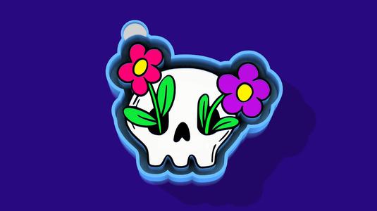🌼💀 Daisy Skull – Freshie, Keychain, Resin & Candle Mold