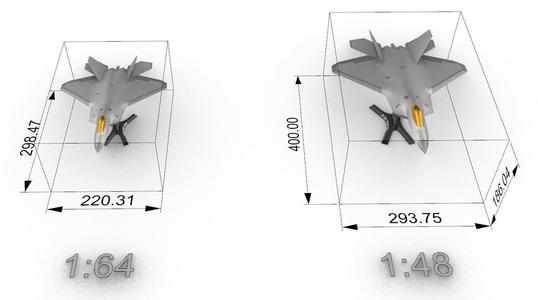 F 22 Raptor in two scales